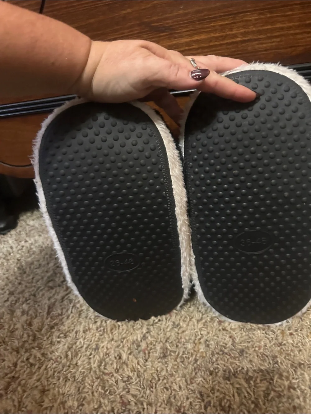 Plush Black and White Slippers